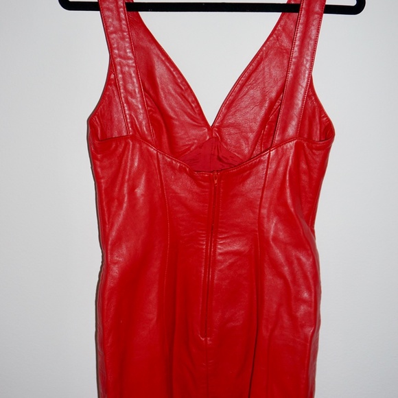 Michael Hoban North Beach Lamb Vintage Red Leather  Dress! - Picture 5 of 6
